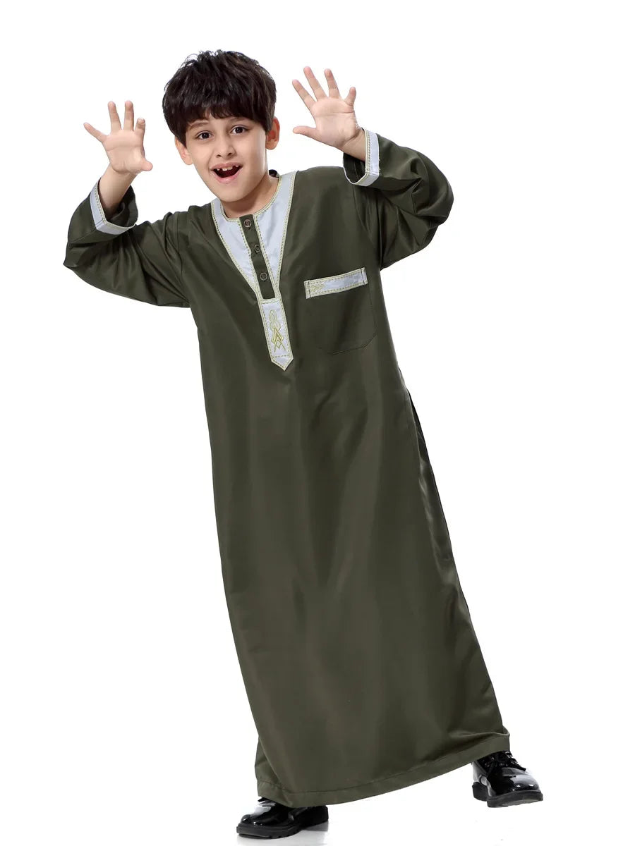 Eid Muslim Kids Abaya Jubba Thobe Dress Kimono Boy Thobe Thawb Caftan for Children Ramadan Long Robes Dress Dubai Arab 2026