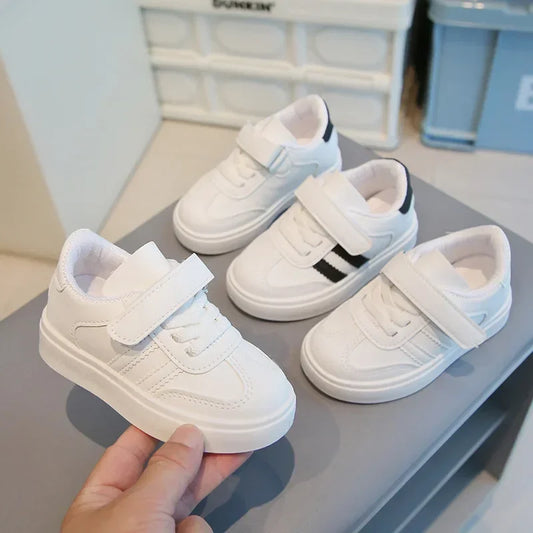 Kids Sports Shoes for School Boys Girls White Shoes Non-slip Soft Sole 2025 New Fashion Children Casual Shoes Hook&loop Trendy