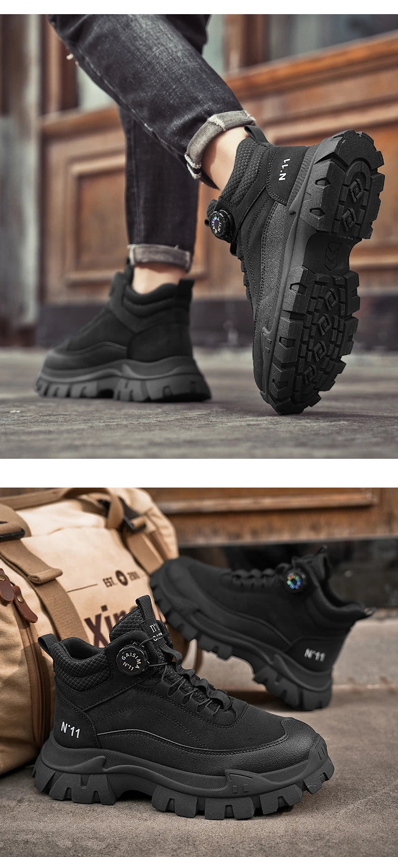 Men's Short Boots 2024 Winter New Thick Soled Work Casual Shoes Waterproof Non-Slip Sneakers Male Tenis Shoes Outdoor Boots Men