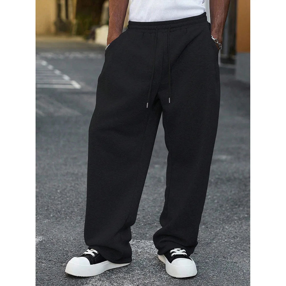American Style Casual Pants Men Spring Autumn New Straight Leg Sport Sweatpants Drawstring Slim Wide Leg Long Pants