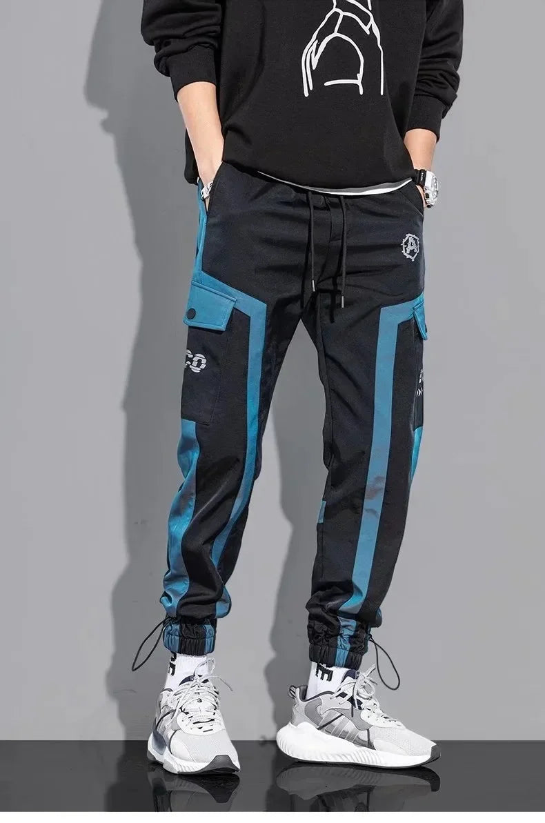 Thin Streetwear Casual Pants Men Ribbons Harem Jogging Pants Male Slim Fit Spring Cargo Pants Multi-Pockets Women Trouser K1299