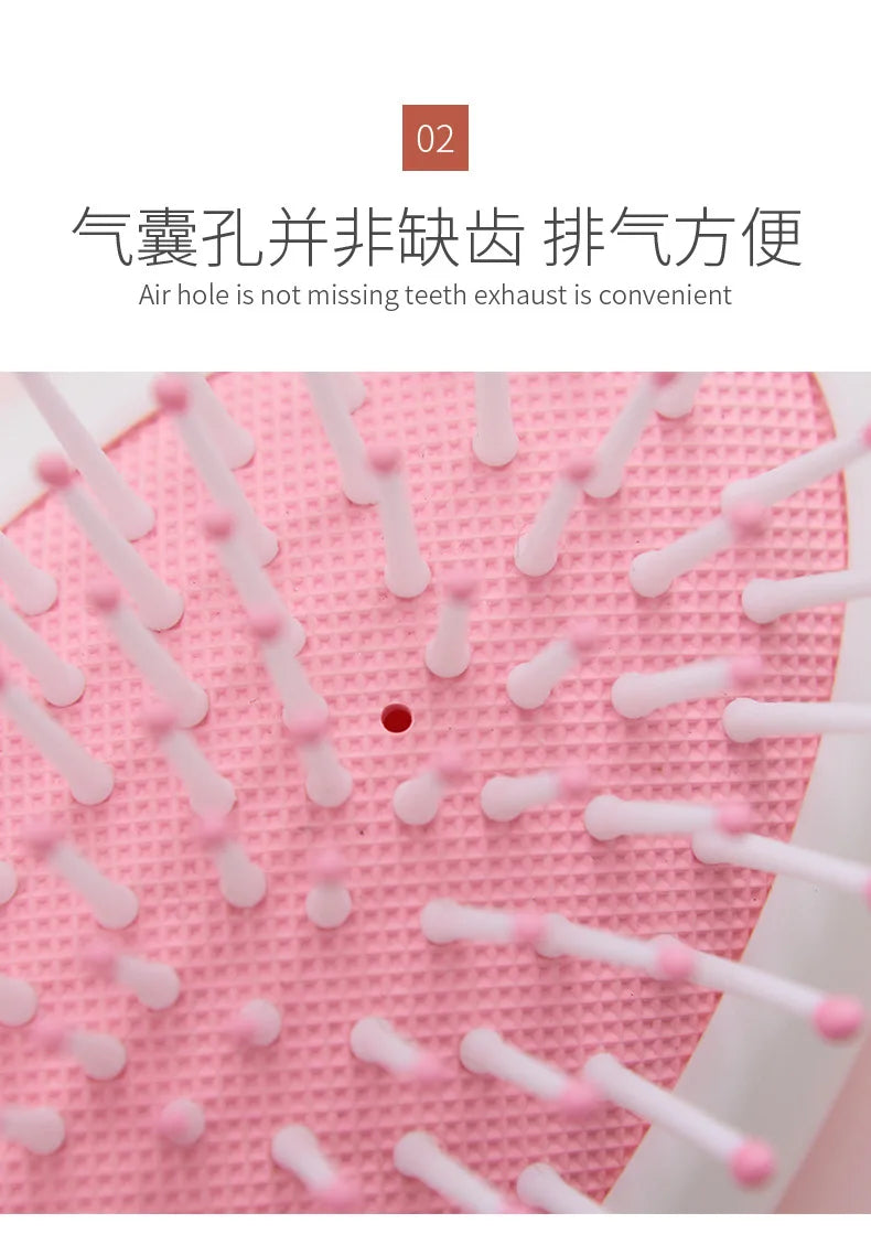 Cute Japanese Korean Massage Anti-screw Plastic Hair Brush White Curly Hair Hollow Activity Gym Untangling Hairdressing Comb