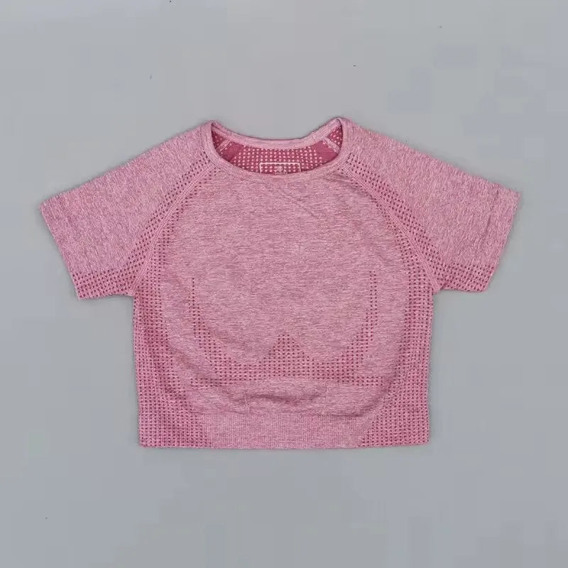 Seamless Yoga Top Short Sleeve Workout Tops For Women Fitness Gym Crop Top Athletic Sport T shirt Women Sportswear