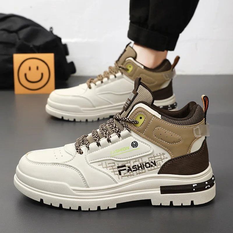 Men's Casual Boots Stylish Thick-soled Non-slip Hiking Boots Breathable High-top Sneakers Ankle Boots for Men Bottes Pour Hommes