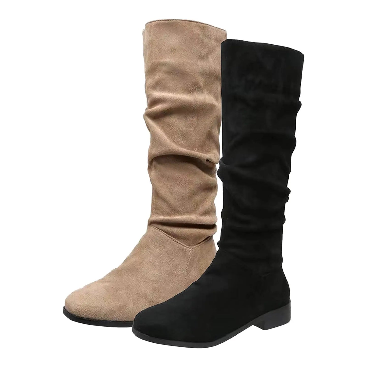 New Autumn Winter Fashion Botas High Quality Pleated Boots Round Toe Thick Bottom Boots Comfortable Women's Boots Mujer