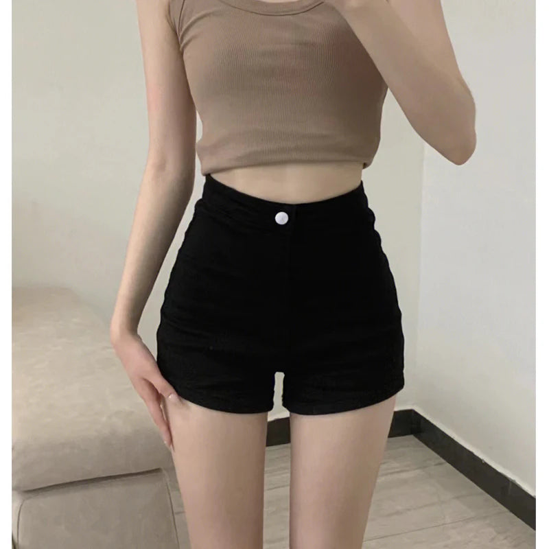 Black Short Shorts Women's Outerwear Base Layer Hot Girl Tight Jeans Bodycon Super Short Hot Shorts Slimming Sexy Girl Style