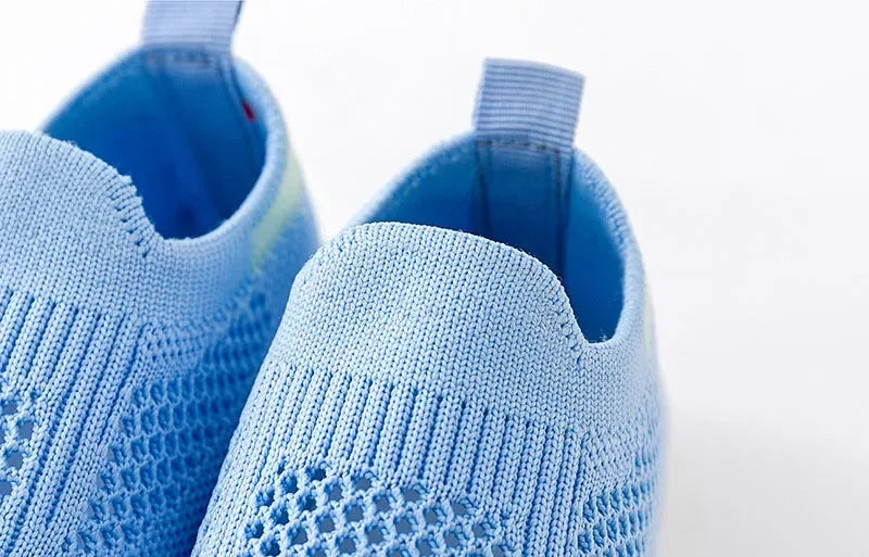 Spring Summer Toddler Shoes Breathable Knitted Kids Sneakers Boys Slip-on Tennis Shoes Girls Soft Non-slip School Casual Shoes