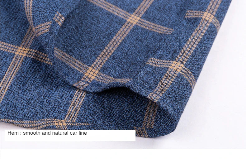 Pure Cotton Men's Plaid Shirt Long Sleeve Regular Fit Men Casual Oversized Shirt Leisure Autumn Male Blouse New Plus Size