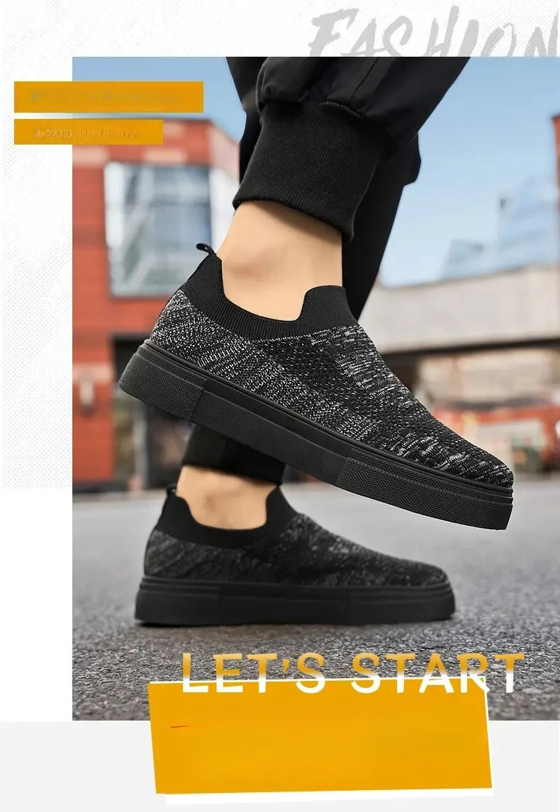 Men's Casual Shoes with Simple Mesh Design Flat Low-top Spring and Summer Shallow-mouthed Wearing Style Versatile Walking Shoes