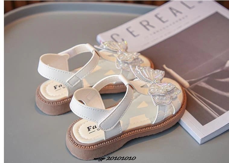 Kids Sandals Girls Shoes Summer New Arrival Beach Shoes with Slip-Resistant Soles Princess Style Sweet Exquisite 23-36 Size