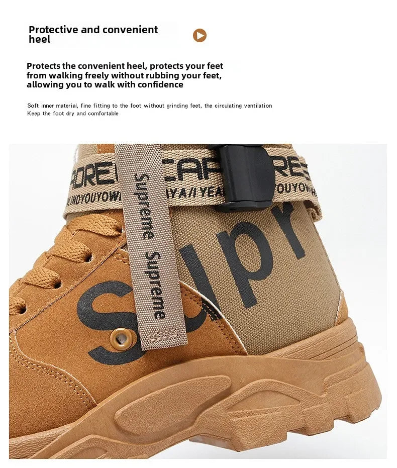 Men's boots Men Boots Luxury Casual sneaker Men Motorcycle botas High Ankle Walking Shoes Leather Safety shoes botas para hombre