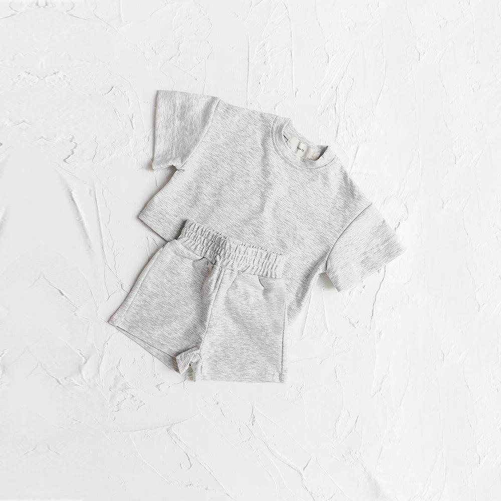 Summer Baby Casual Clothes Set Kids Soft Solid Color Casual Short Sleeve T Shirt + Shorts Kids Girls Boys Outfits Girl Clothes