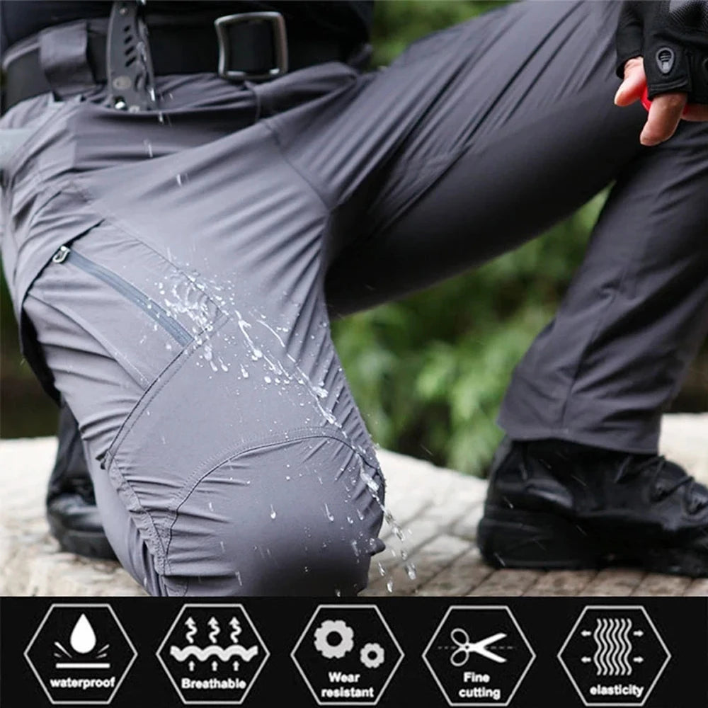 Men  Tactical Pants Waterproof Cargo Pants Men Breathable Outdoors Solid Color Combat Long Trousers Work Joggers S-6XL