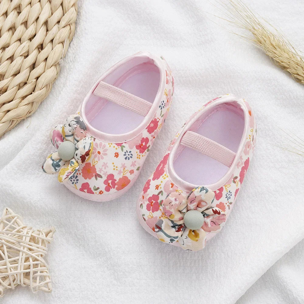 Baby Shoes for Kids Girls Colorful Flowers Princess Shoes Infant Toddler Soft Cotton Anti-slip First Walkers Shoes 0-18 Months