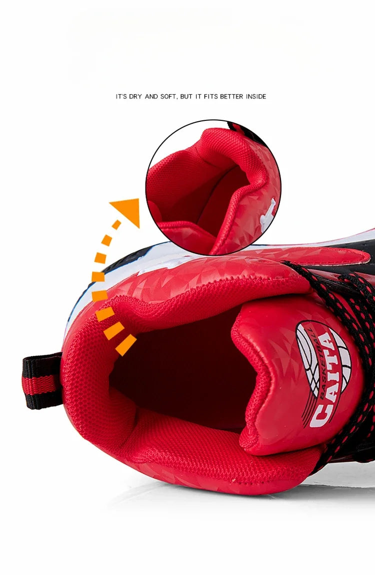 Boys Basketball Shoes High Quality Soft Top Thick Sole Non-slip Kids Sneakers Children Trainer Shoes Outdoor Boy Sport Basket