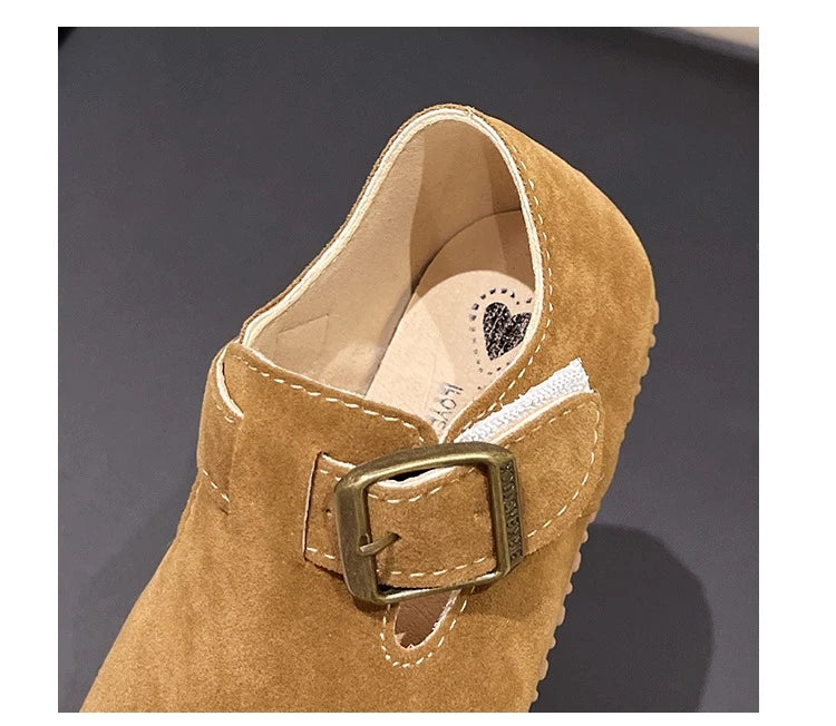 Kids Casual Shoes for Boys Girls 2025 Autumn Toddler Suede Leather Walking Flats Non-slip Versatile Chic Comfort Barefoot Shoes