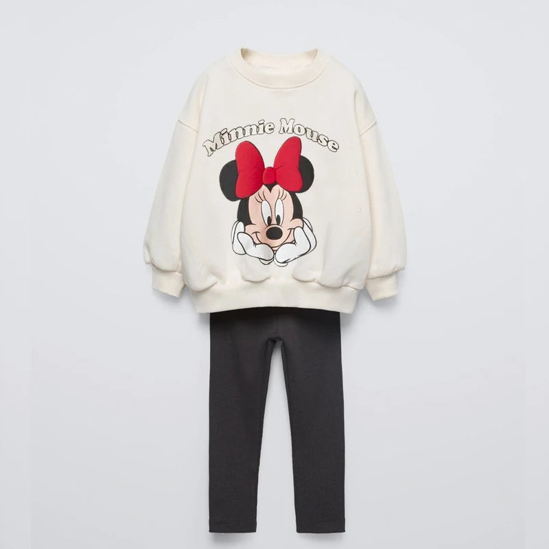 2pcs Cute Hoodie +Sweatpants Autumn Clothing New Design Long-sleeved Tracksuits Cartoon Round Neck Tops Loose Trousers Suit