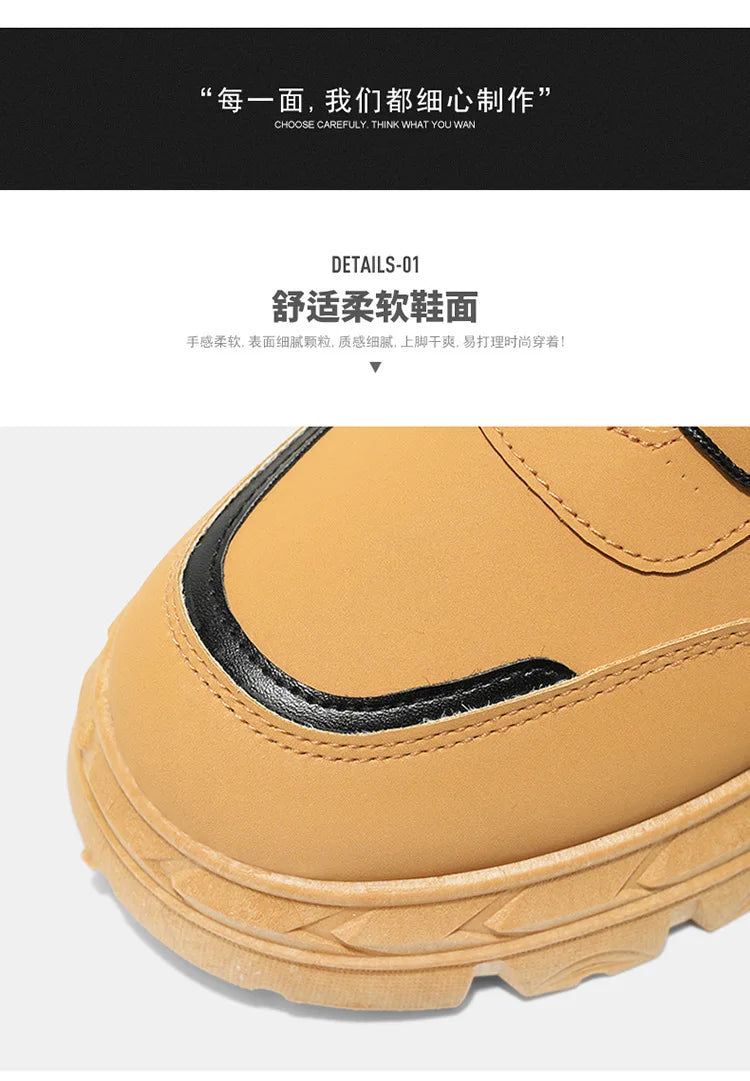 British Style Men's High Boots Fashion Outdoor Comfortable Work Boots Autumn Winter Mens Non-slip Wear-resistant Platform Boots