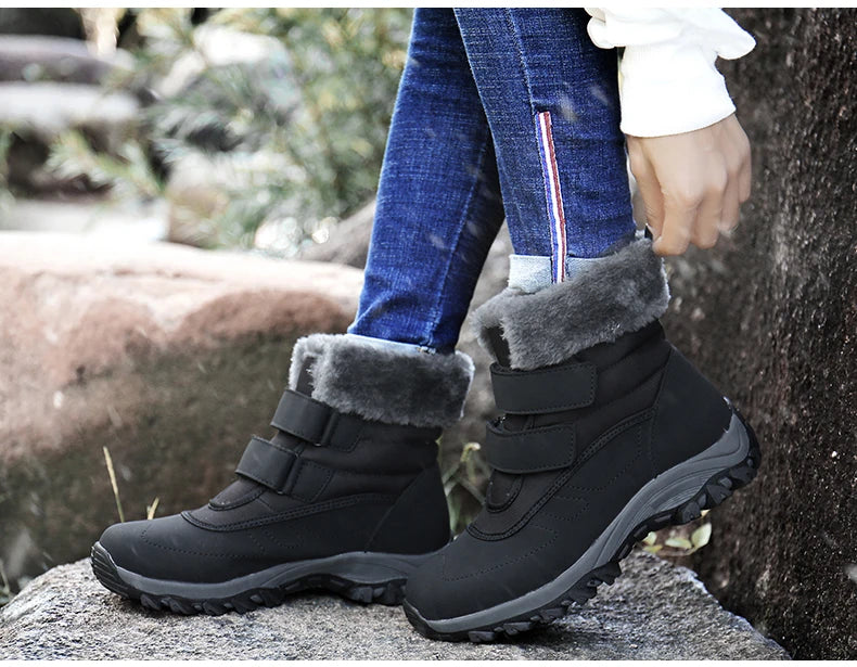 Boots for Women Platform Outdoor Snow Boots Non-slip Winter Walking Shoes Fur Warm Ankle Boots Wedge Waterproof Thigh High Boots