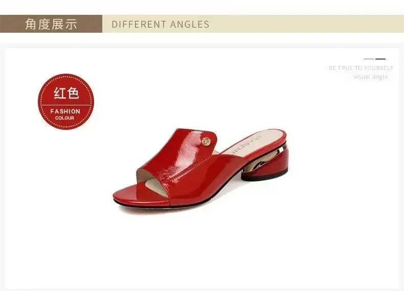 Women's Shoes Fashion Red Sexy Womens Slippers PU Soft Leather Ladies Comfortable Sandals Suitable for Girls Pantuflas Mujer