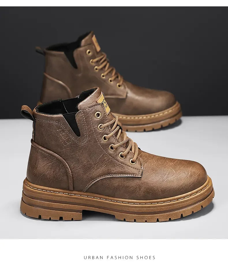 Boots Men All Season Outdoor Work Shoes Anti Slip and Comfortable Black Ankle  Boots Fashionable British Casual Denim Boots 2025
