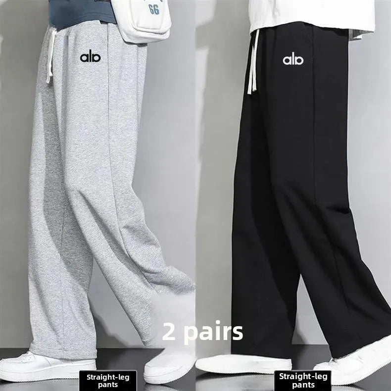 Spring Autumn Loose Wide Leg Thin Straight Leg Sweatpants Trendy Casual Sports Winter Grey Long Pants for Men And Children