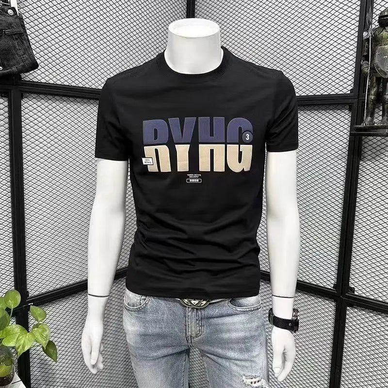 Summer Men's Clothing Luxury Designer 100℅ Cotton Streetwear Letter Printed Casual Cotton Tees Men's O-Neck Short Sleeve T-Shirt