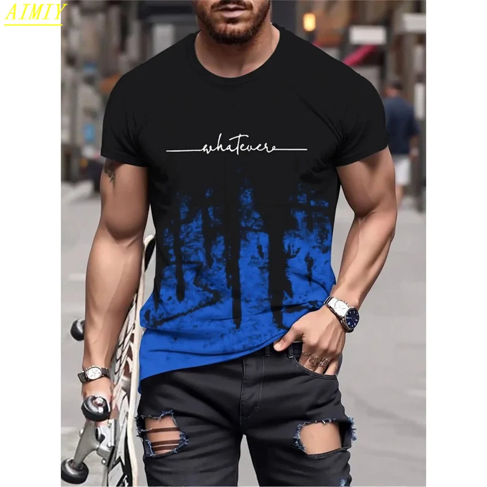 Fashion Summer 3D Stripe Letter Print Men's T Shirt Hip Hop Trend Harajuku Streetwear Casual O-neck Oversized T-shirts Men Tops