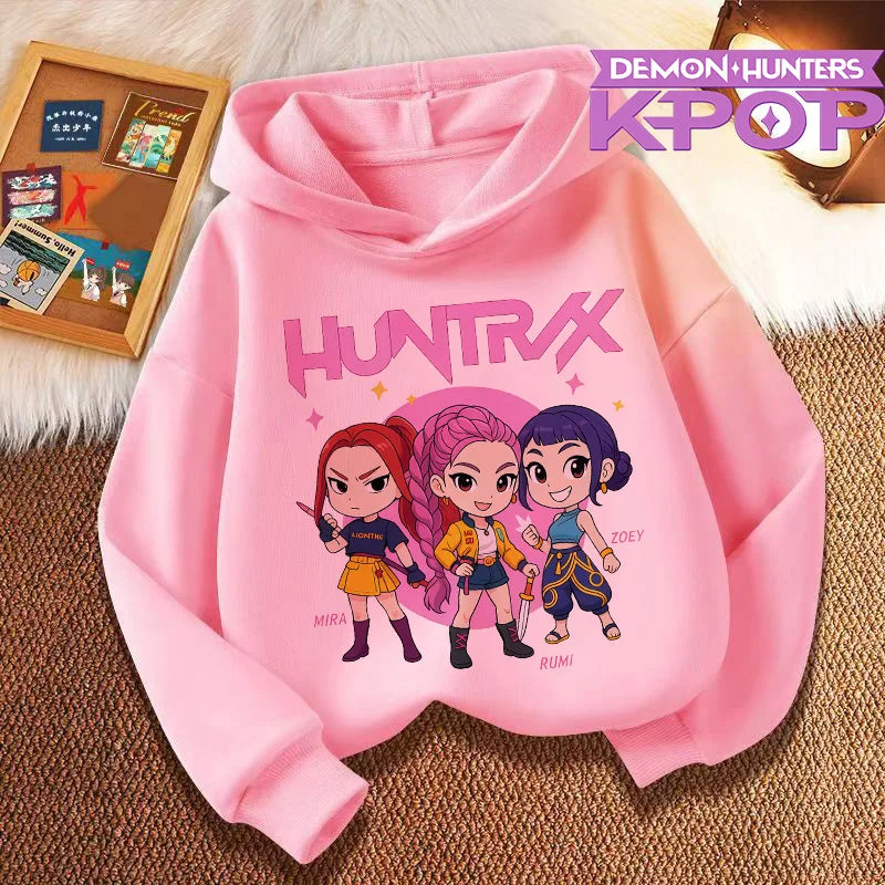 Autumn Tracksuit Hood Sportswear Long Sleeve Pullover Kids Clothing Hot K-pop Demon Hunters Hoodies Girl Thin Hooded Sweatshirt