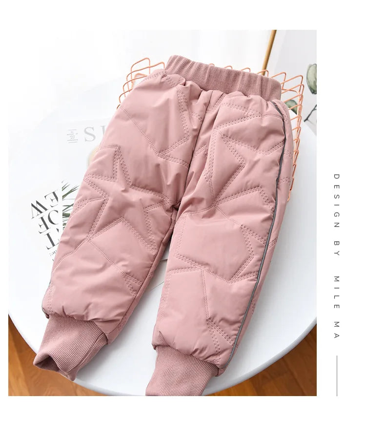 Kids Winter Thermal Pants Cotton-Padded Warm Trousers for Cold Weather Outdoor Snow Play & Comfort