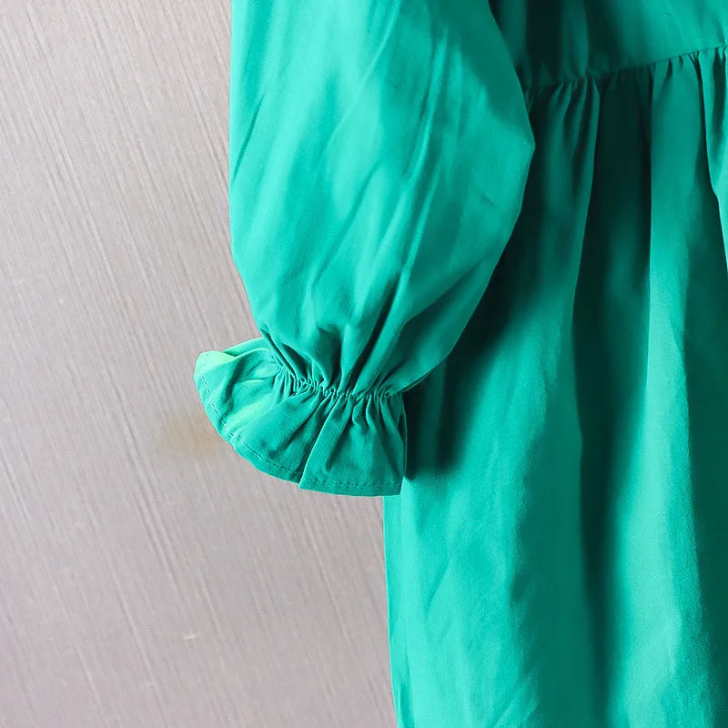 Children's Korean version Dress Spring and Autumn Fashion Girl's Pure Cotton Flower Doll Neck Dress Infant Princess Dress 0-4Y