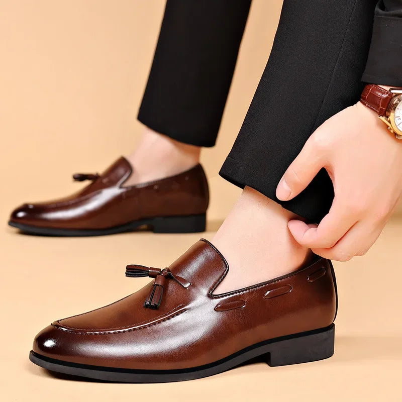 Mens Dress Shoe Fashion Male Loafers Business Wedding Shoe Men Black Elegant Classic Man Formal Leather Social Men's Lofer