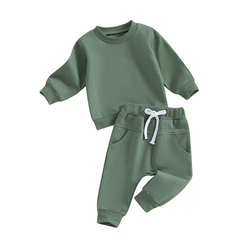 Pudcoco Baby Boy 2 Piece Cute Outfit Solid Color Long Sleeve Sweatshirt and Elastic Pants Set Newborn Infant Fall Clothes 0-3T