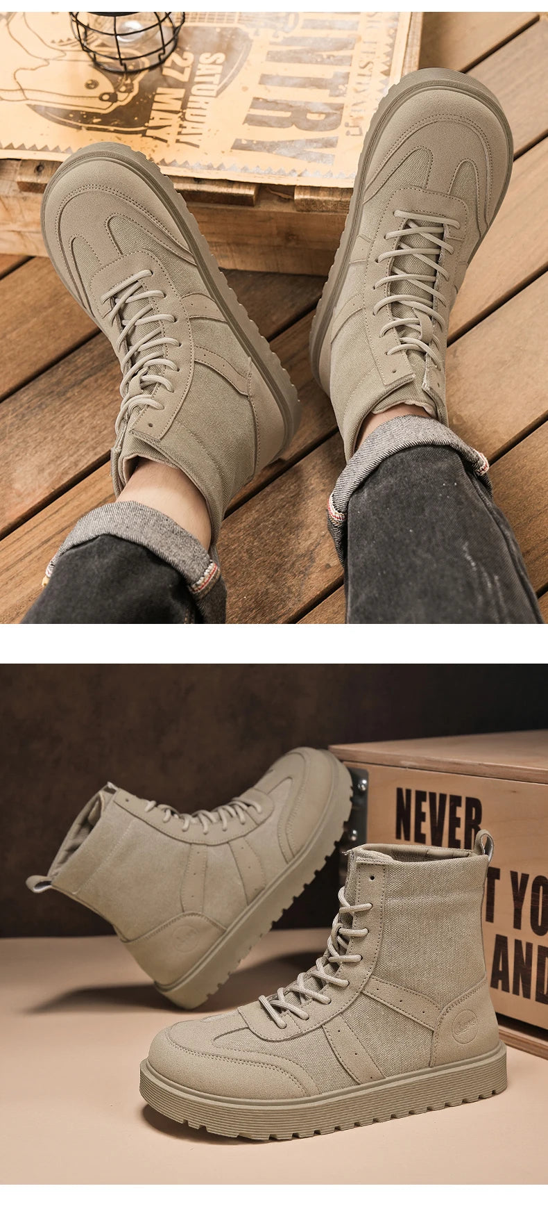 Boots Winter Mens Shoes Casual Cowboy Tactical Motorcycle Chelsea Ankle Work Leather Outdoor Designer Luxury Hiking