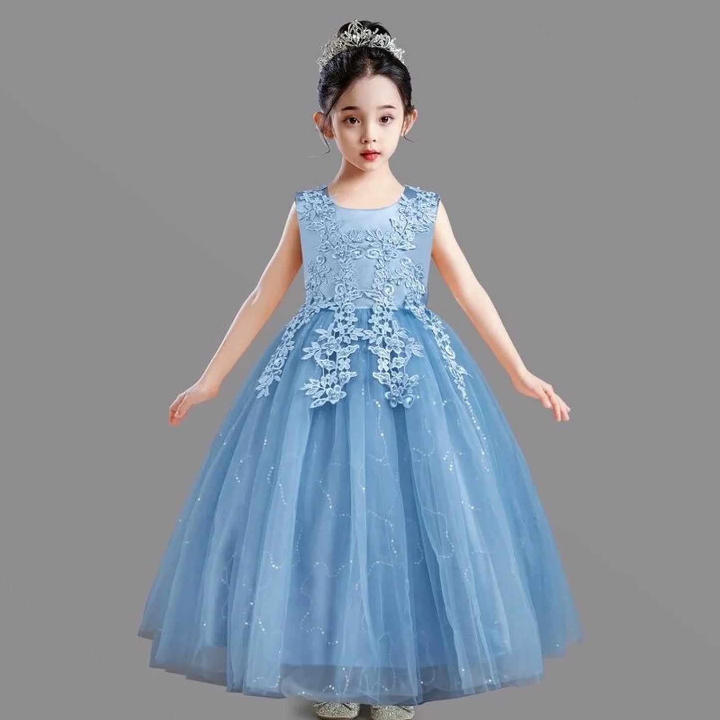 Kids Dresses For Girls Lace Dress Gown Princess Clothes Children Formal Evening Party Flower Girls Wedding Vestidois