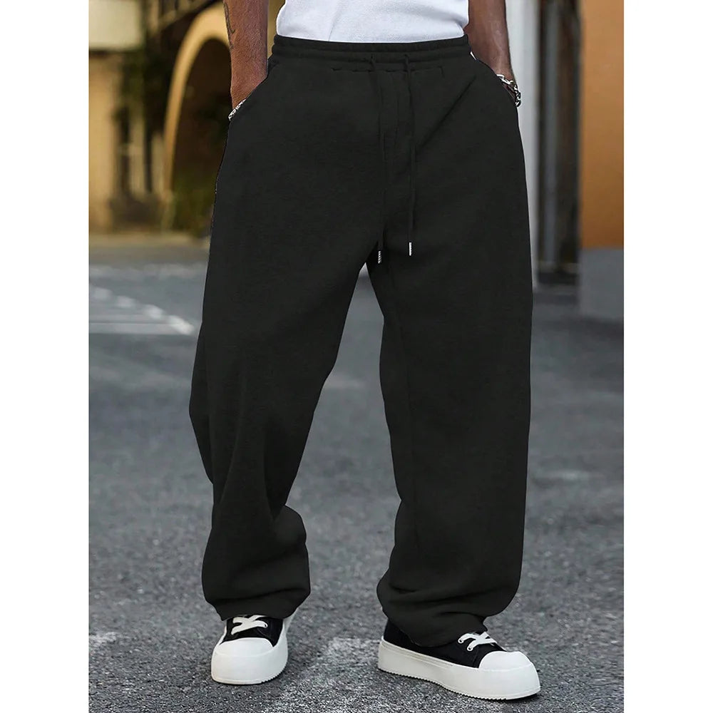 American Style Casual Pants Men Spring Autumn New Straight Leg Sport Sweatpants Drawstring Slim Wide Leg Long Pants