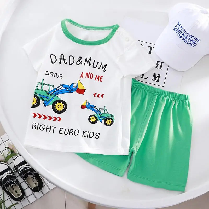 2022 New Summer Infants Clothes Short Sleeve T-shirt+shorts 2-piece For Baby Boys Girls Kids Outfit Children's Clothing Sets