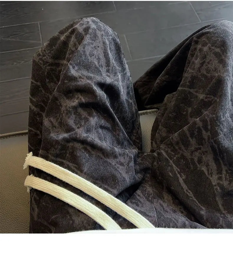 Corduroy Men's Pants Trendy Casual Spor Straight Leg Fce Lined Wide Leg Autumn Winter High Street Cool American Sle