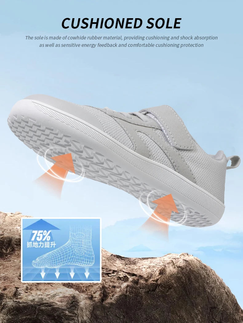 Kid Wide Width Barefoot Shoes | Boys/Girls Minimalist Elastic Opening Sneakers| Flexible- Zero Drop Sole Outdoor Children Shoes