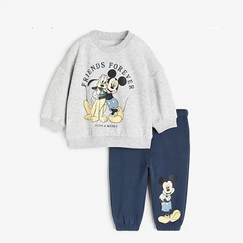 2024 Autumn New Cartoon Mickey Sweatshirt + Sweatpants 2pc/set For Boys Clothes Boutique Fashion Kids Tracksuits Children Outfit