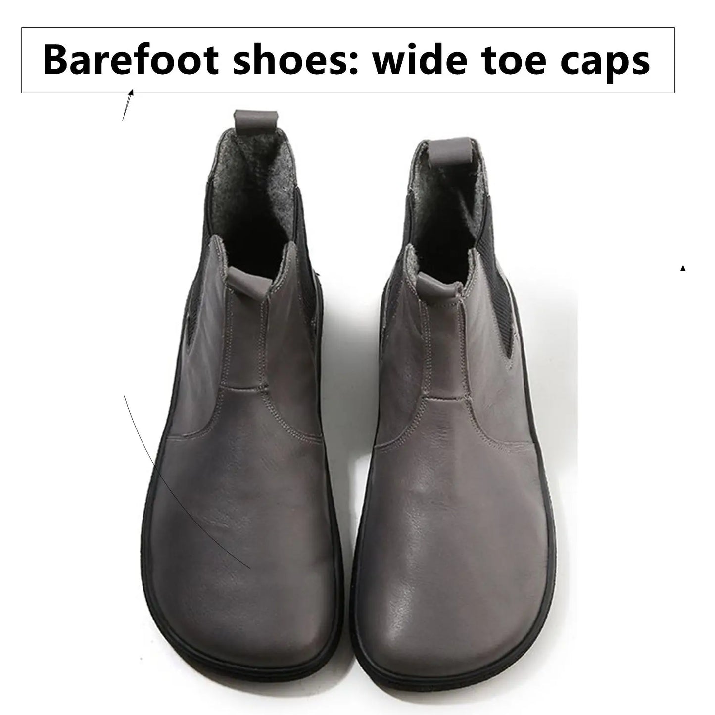 Barefoot Leather Boots With Wool Linning Inside For Women  man Zero Drop Wider Toes Box