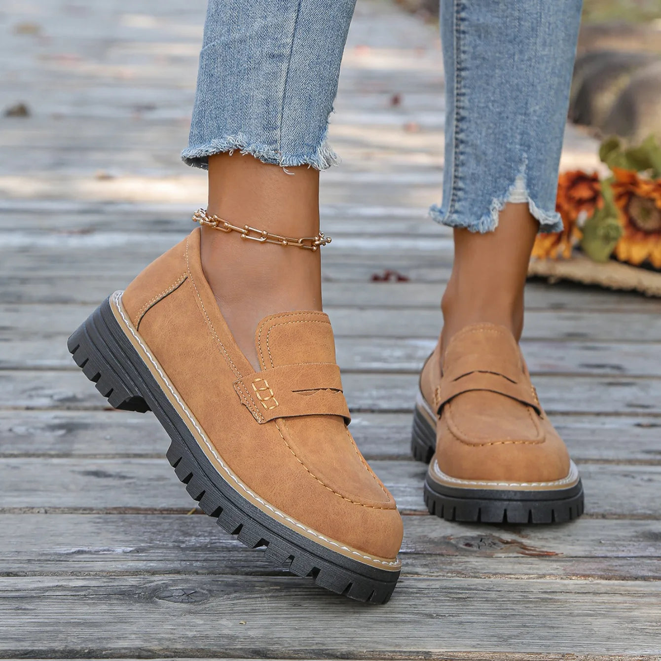 2025 New Women Loafers Comfortable Outdoor Sneakers Non-slip Thick Bottom Shoes Spring Autumn Flat  Shoes Women Zapatos De Mujer