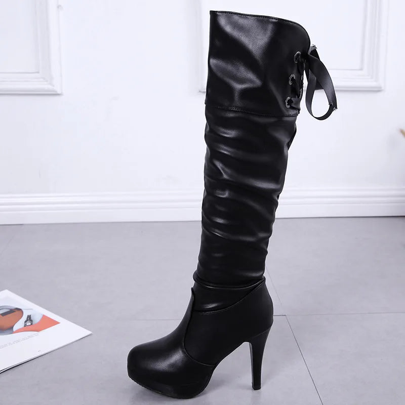 2023 New Women Boots Classics Red Sole Shoes Luxury Fashion Autumn Soft Leather Elegant Comfortable Knee High Boots Woman Ladies