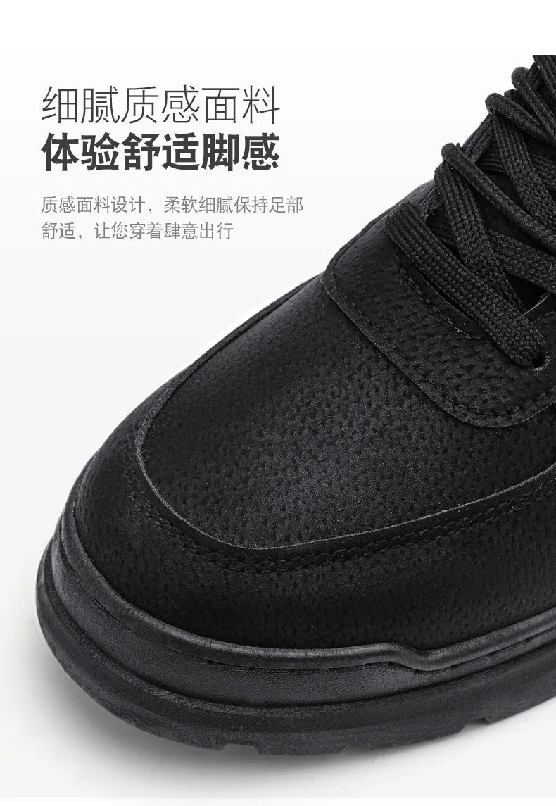 2025 Winter Mens Shoes New in Casual Male Boots Platform Tactical Ankle High Top Outdoor Walking Loafers Leather Army Sneakers
