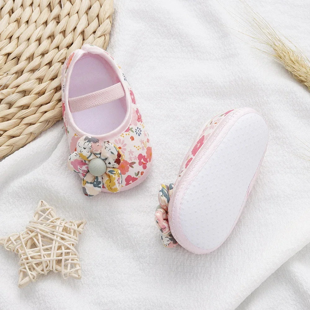 Baby Shoes for Kids Girls Colorful Flowers Princess Shoes Infant Toddler Soft Cotton Anti-slip First Walkers Shoes 0-18 Months