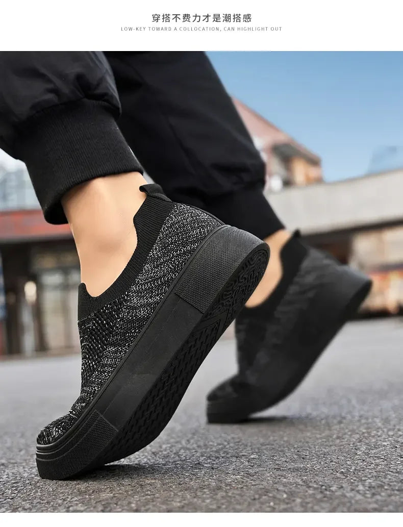 Men's Casual Shoes with Simple Mesh Design Flat Low-top Spring and Summer Shallow-mouthed Wearing Style Versatile Walking Shoes