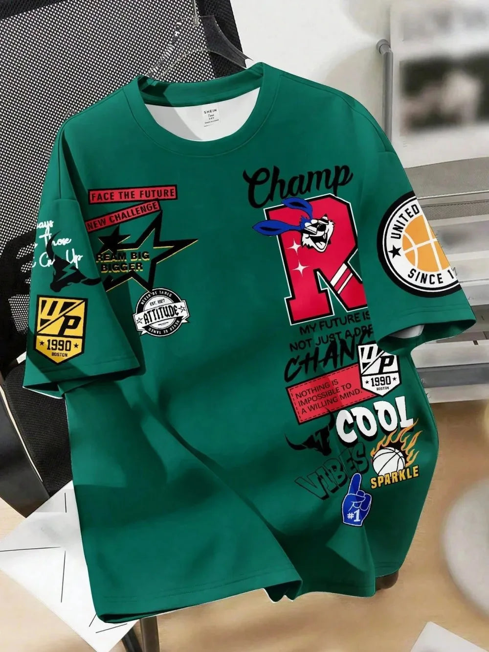 New Creative Breathable Men's T-shirt with Graffiti Printed Pattern Outdoor Quick drying Comfortable Sports Top