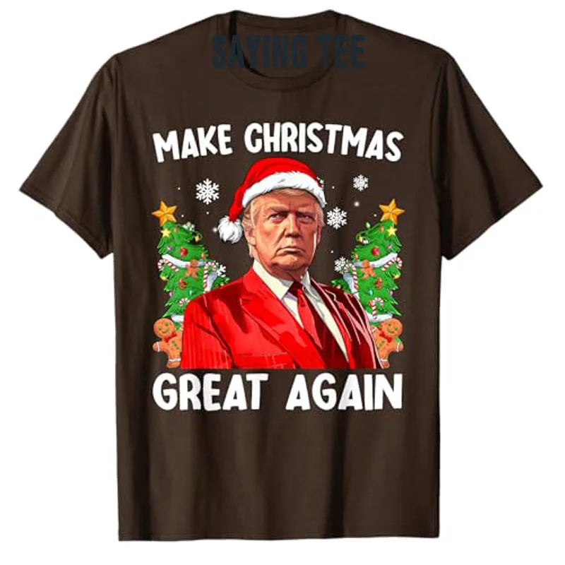 Make Christmas Great Again Funny Santa MAGA Men Xmas T-Shirt Novelty Gift Humorous Ugly Christmas Sweater Saying Tee Y2k Top