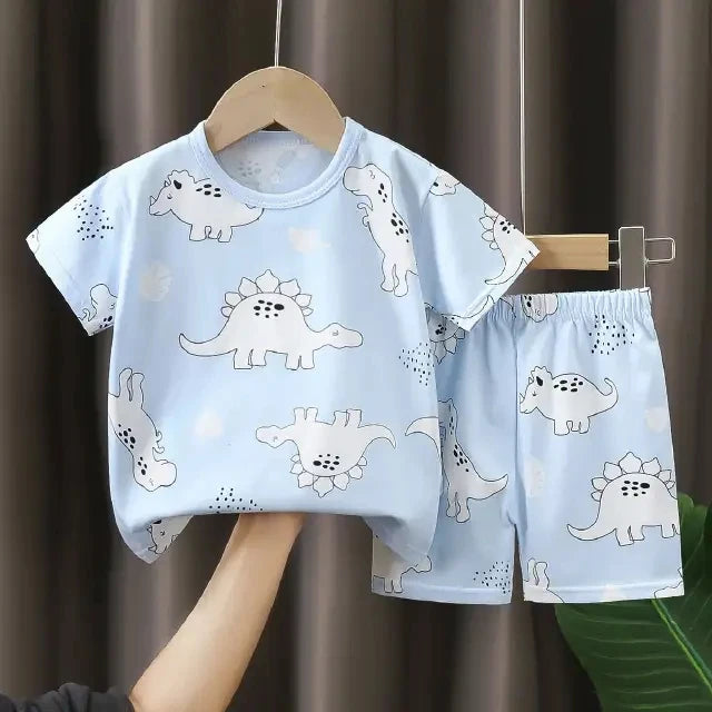Children's Short Sleeve Set Summer Boys' Clothing Girls' T-shirt Baby Summer Clothing 2025 Children's Clothing