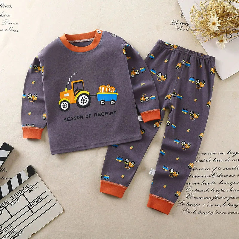 Spring Autumn Toddler Boy Outfits Kids Clothes Girls Korean Cartoon Cute Print Long Sleeve Baby Tops+Pants Children's Sets B238